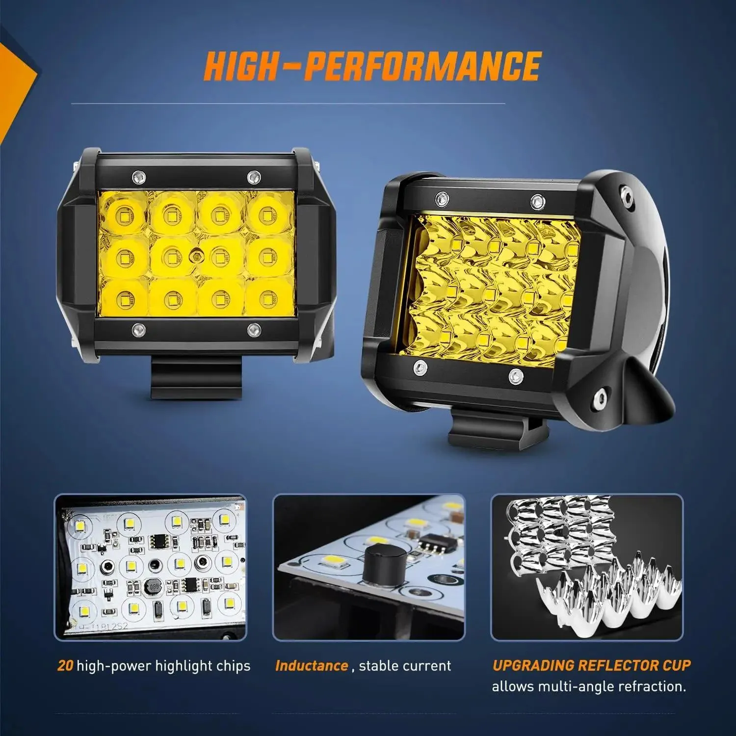 4 Inch 36W 3600LM Amber Triple Row Spot Led Pods (Pair)
