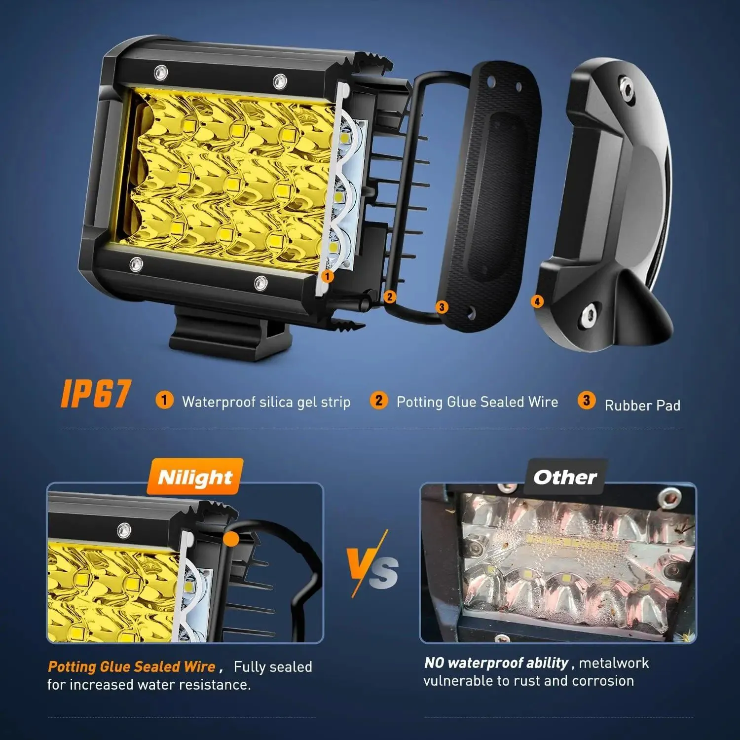 4 Inch 36W 3600LM Amber Triple Row Spot Led Pods (Pair)