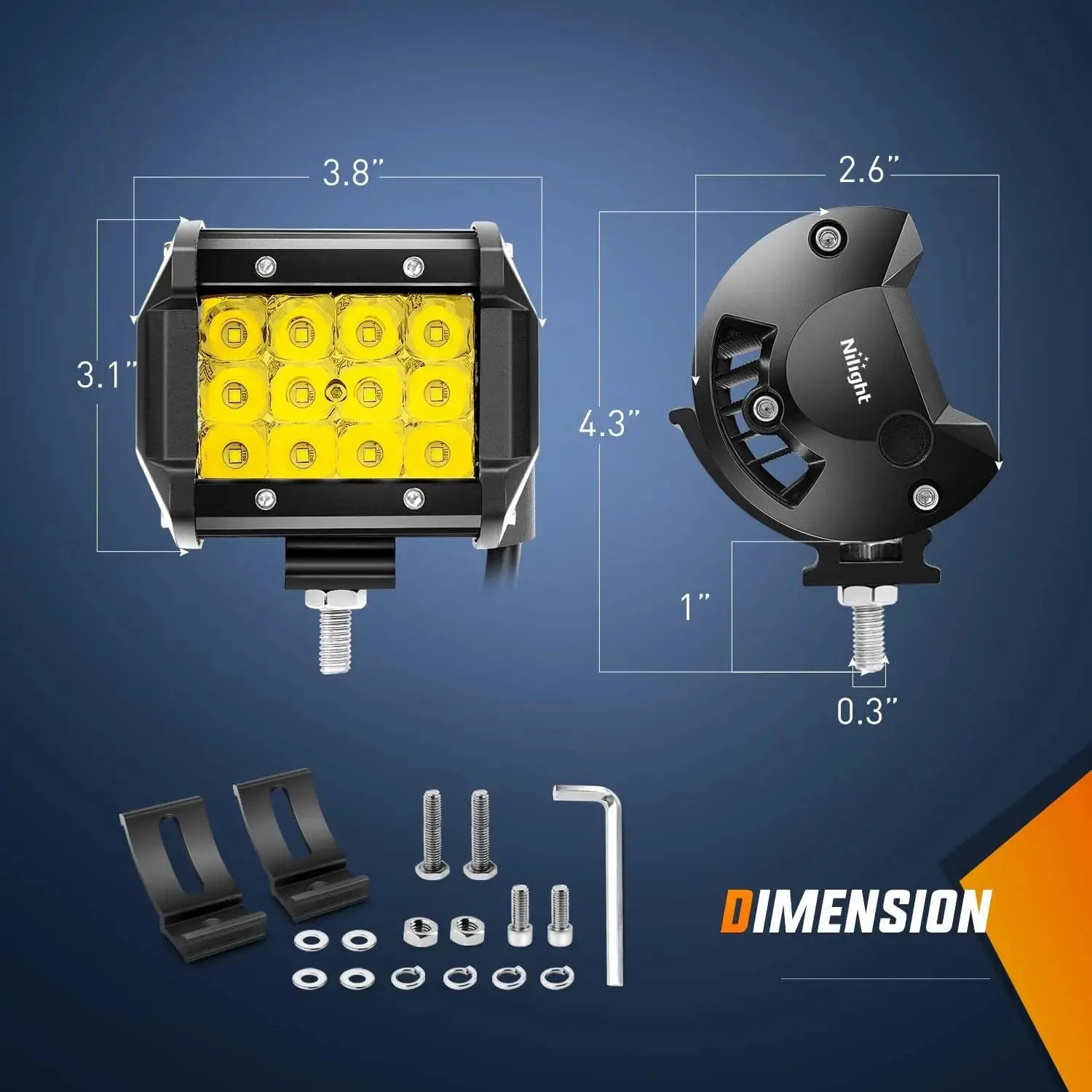 4 Inch 36W 3600LM Amber Triple Row Spot Led Pods (Pair)