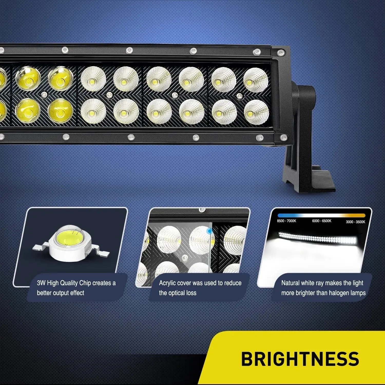 42 Inch 240W Double Row Black Curved Spot Flood LED Light Bar | 14AWG Wire 5Pin Switch
