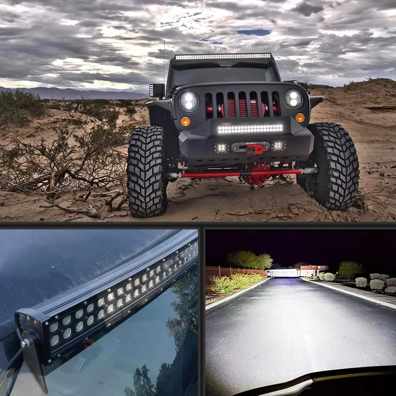 42 Inch 240W Double Row Black Curved Spot Flood LED Light Bar | 14AWG Wire 5Pin Switch
