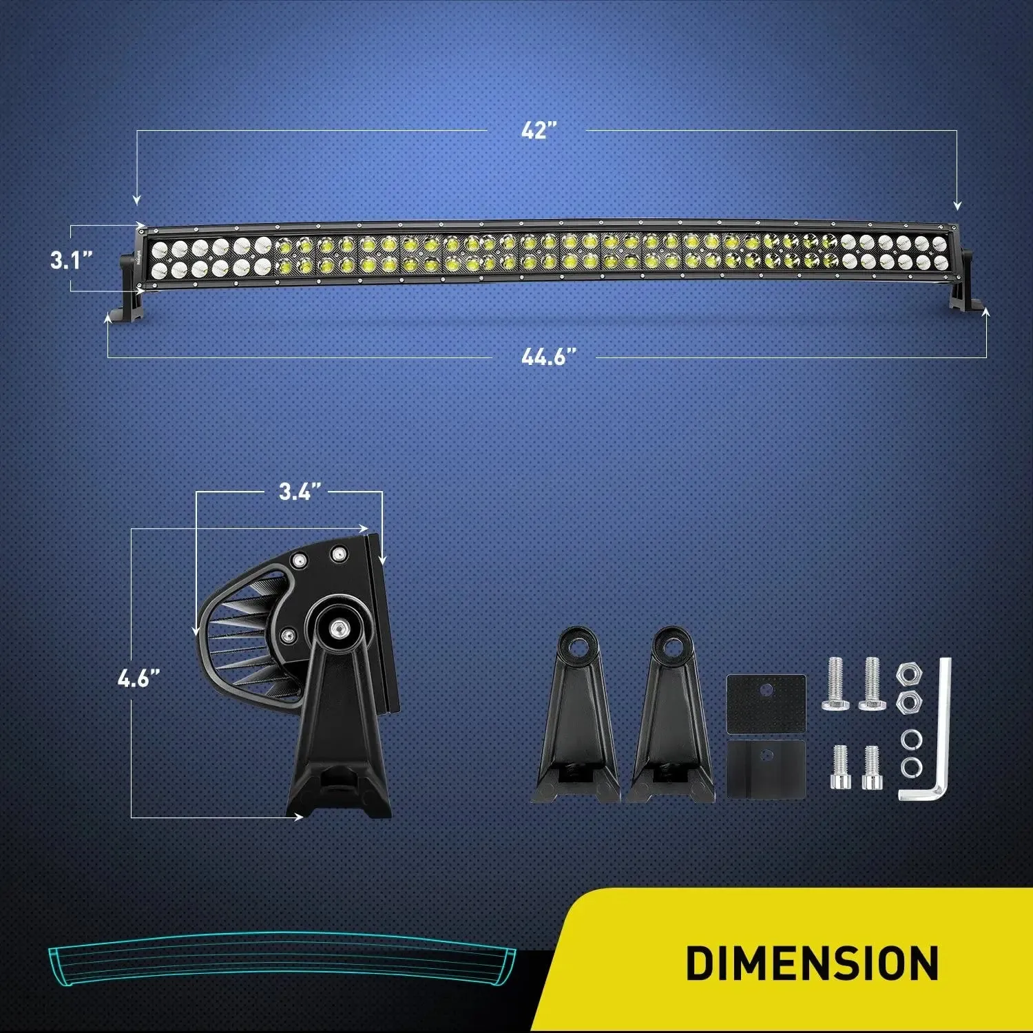 42 Inch 240W Double Row Black Curved Spot Flood LED Light Bar | 14AWG Wire 5Pin Switch