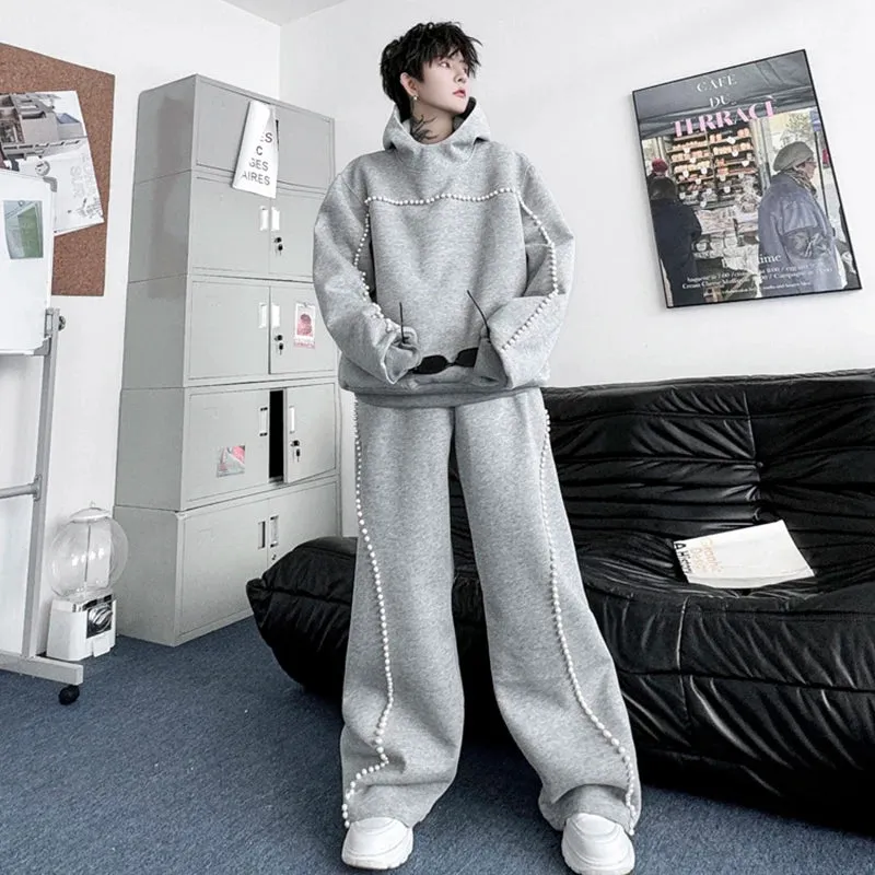 Beads Decor Hooded Pants Set