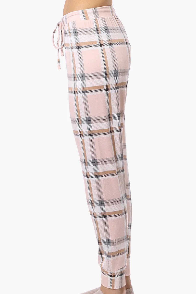 Canada Weather Gear Plaid Tie Waist Pajama Bottoms - Blush