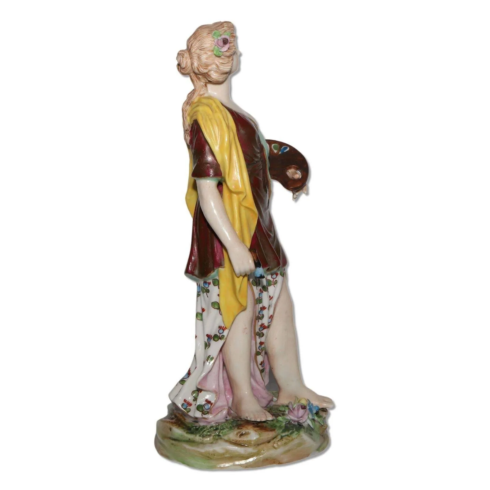Carl Thieme Potschappel Dresden Porcelain 8" Figurine Semi-Nude Artist 1890's