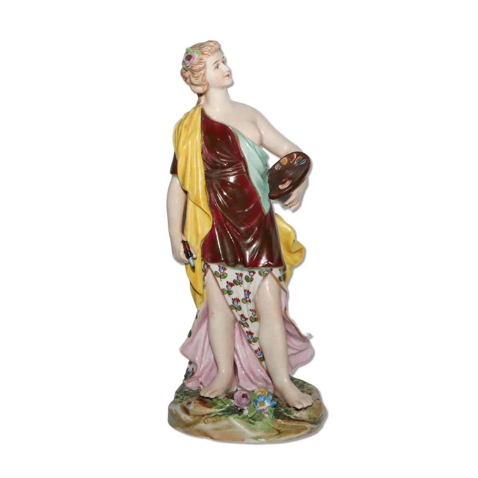 Carl Thieme Potschappel Dresden Porcelain 8" Figurine Semi-Nude Artist 1890's