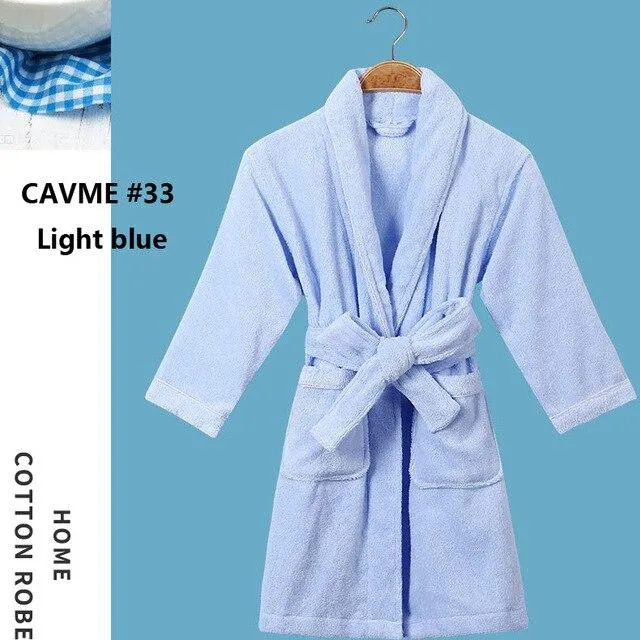 CAVME Hotel Towel Bathrobe Cotton Terry Robes Kimono Long Nightgown Lounge Sleepwear for Lover Solid Color V Collar LOGO CUSTOM