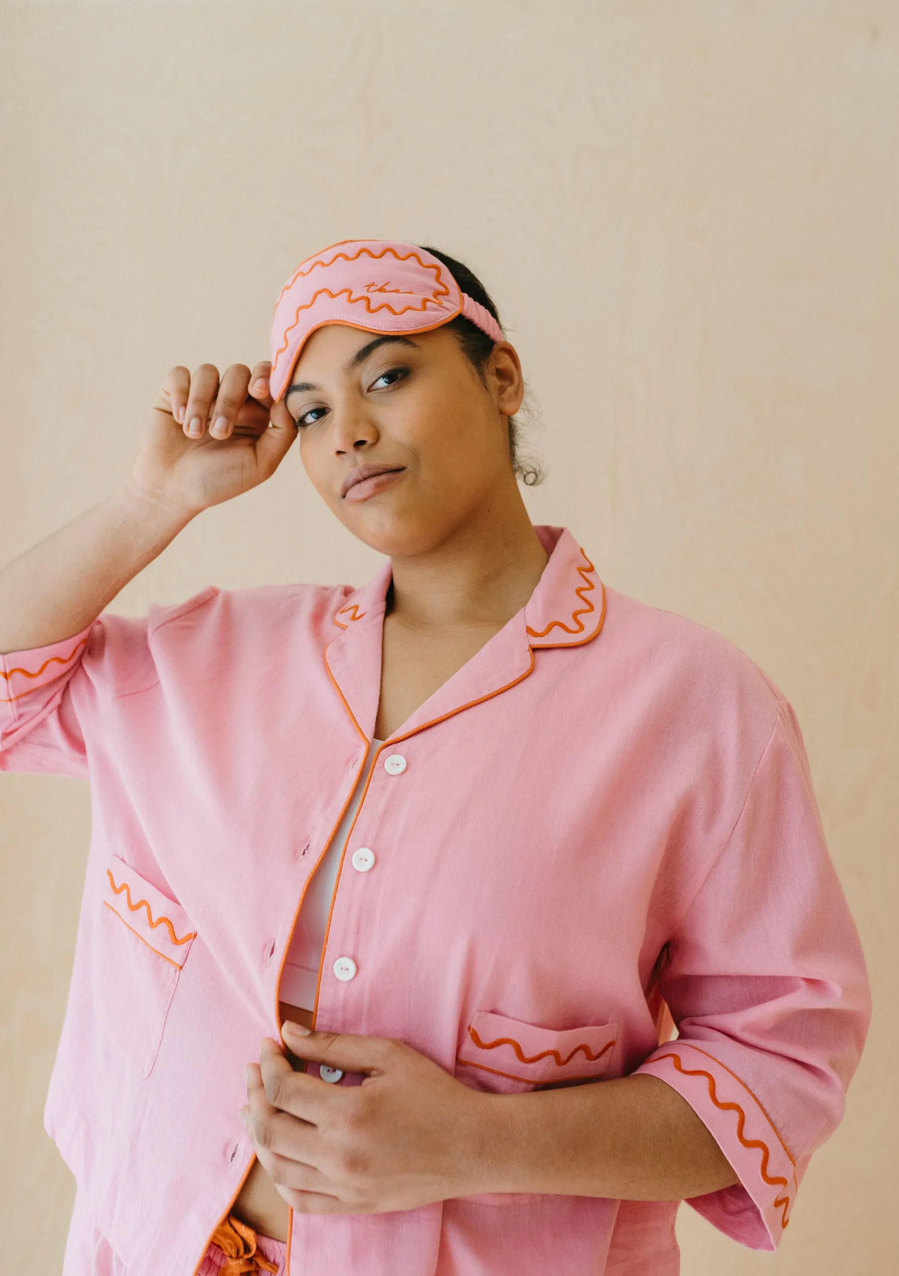 Cotton & Linen Eye Mask in Pink