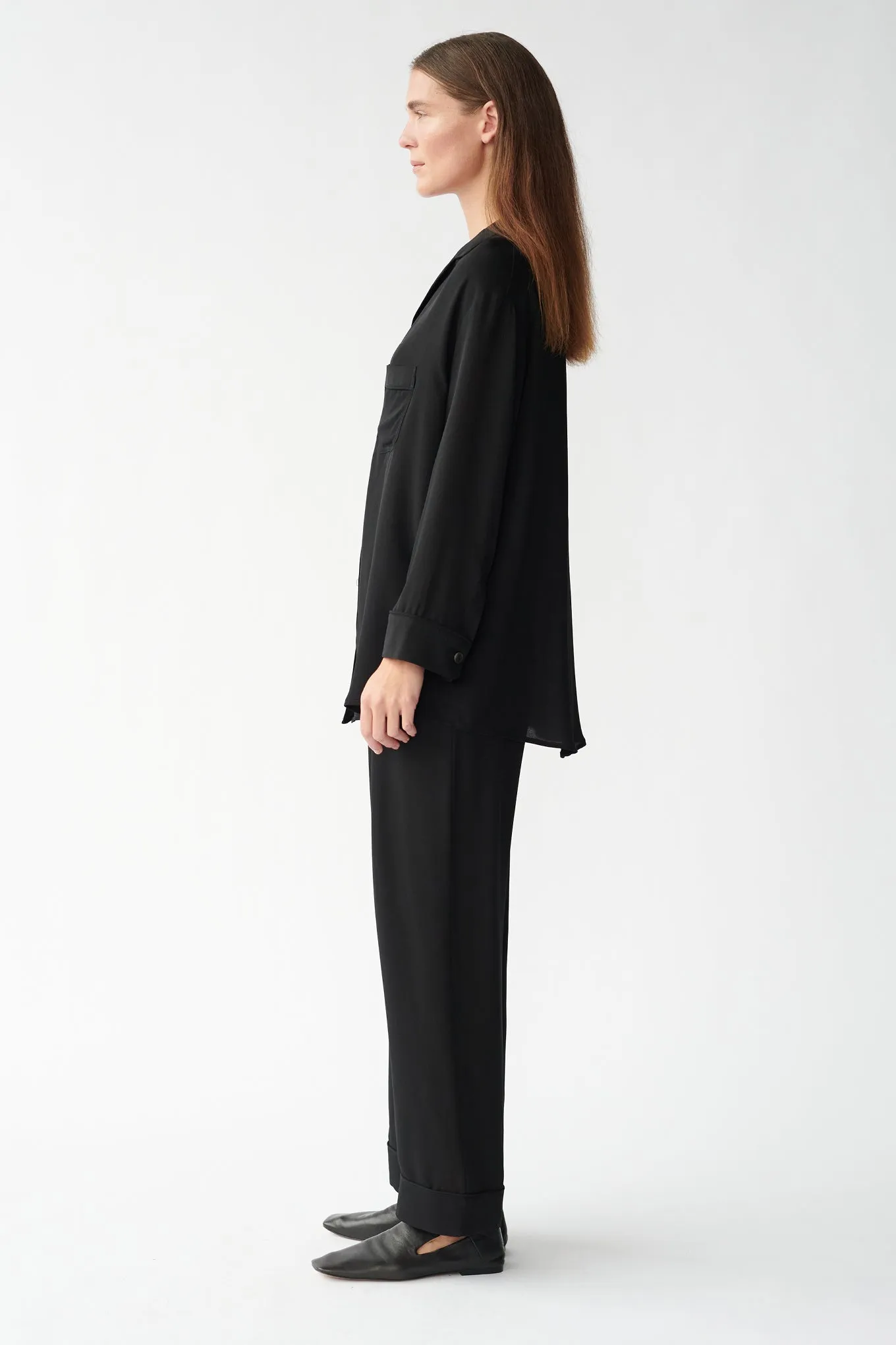 ELI PJ PANTS - BLACK - SILK GEORGETTE