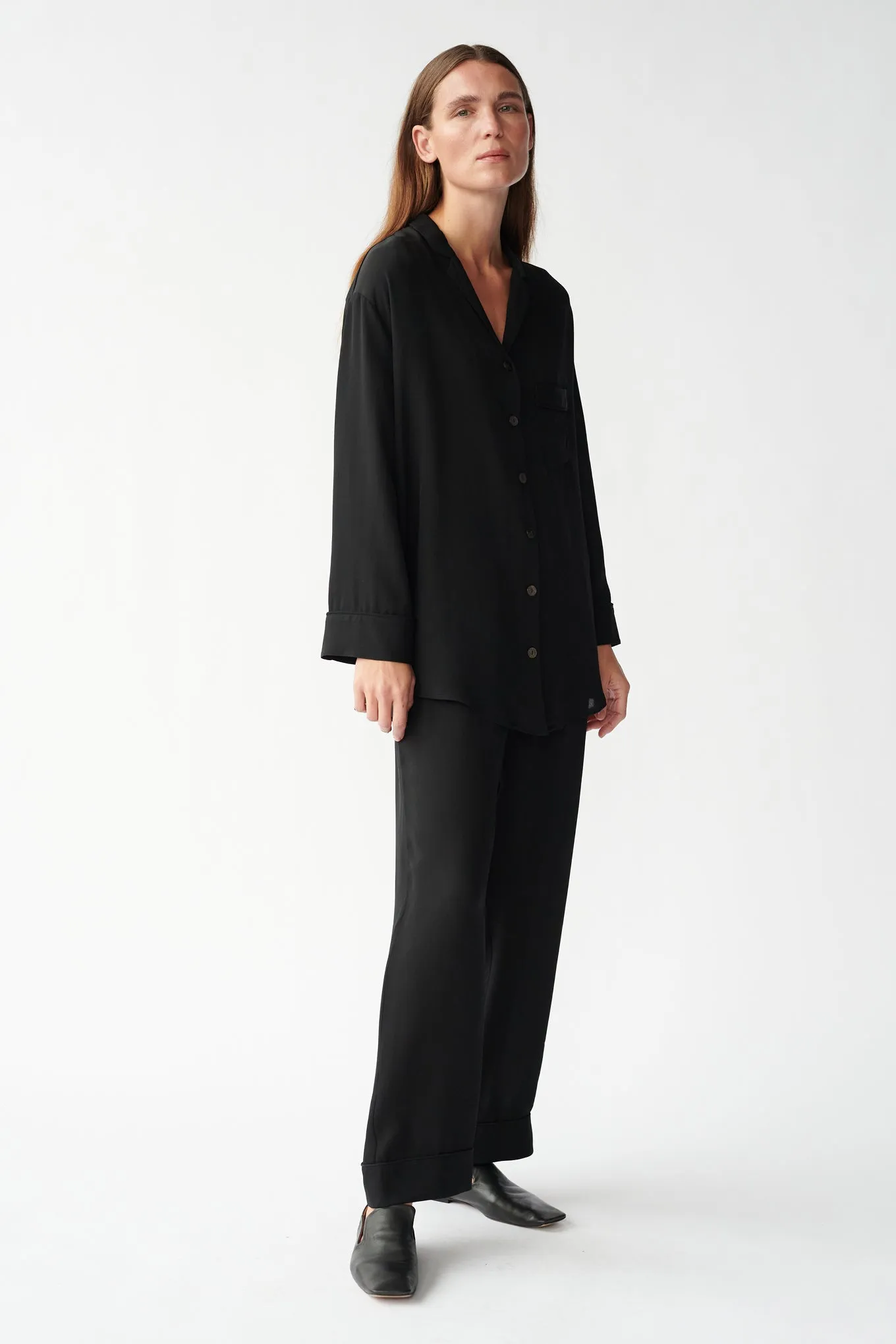 ELI PJ PANTS - BLACK - SILK GEORGETTE