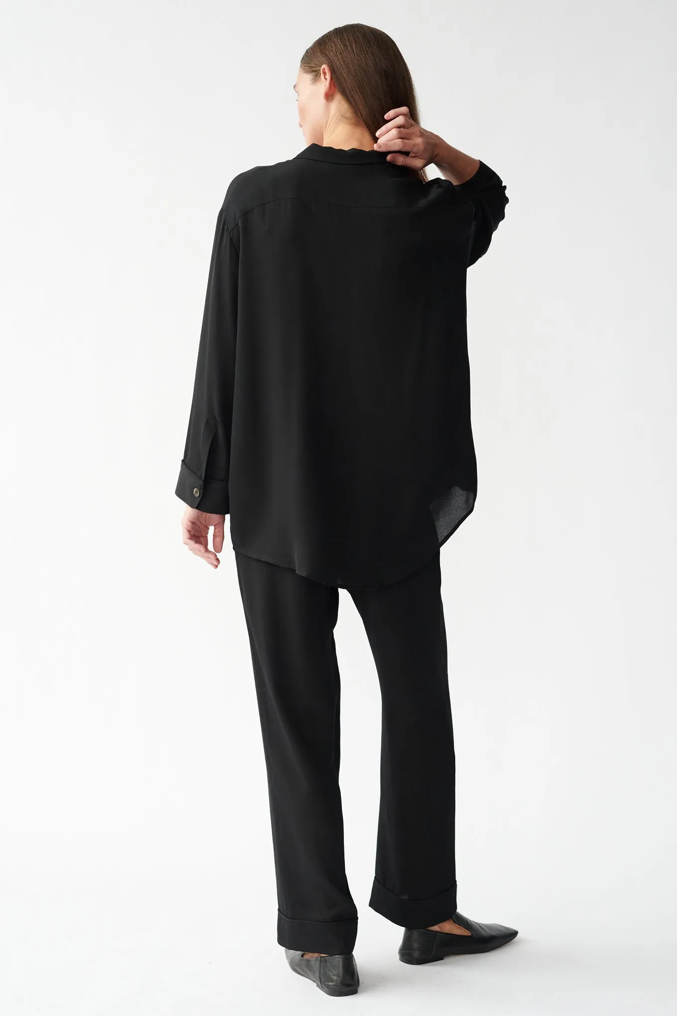 ELI PJ PANTS - BLACK - SILK GEORGETTE