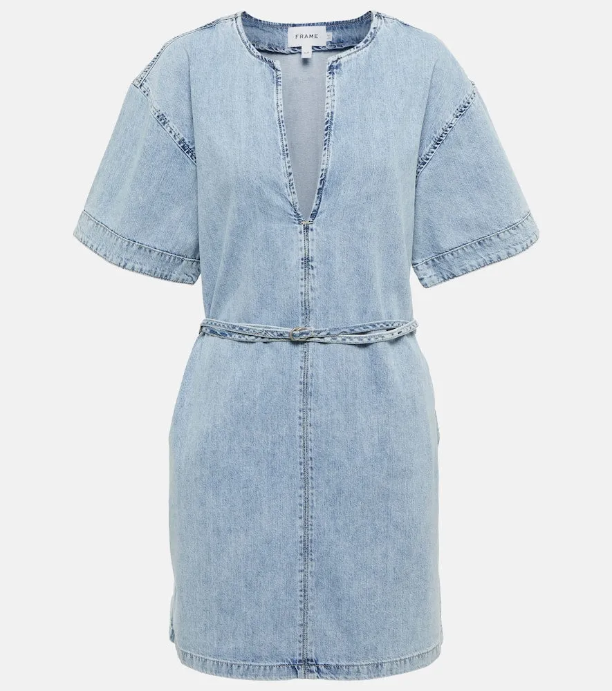 Frame Kaftan denim minidress