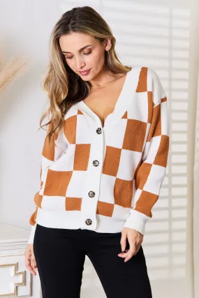 Hazel Blues® |  Double Take Button-Up V-Neck Dropped Shoulder Cardigan
