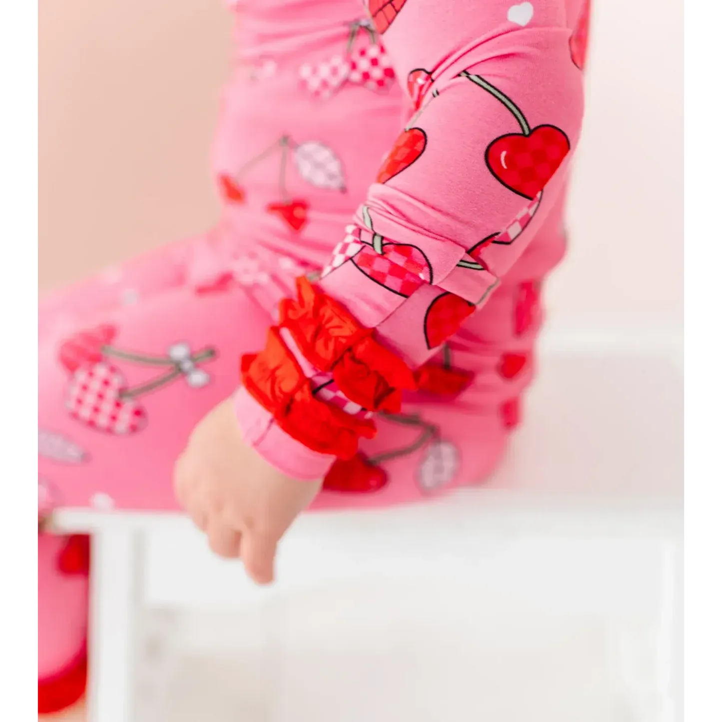 I Love You Cherry Much Ruffle Two-Piece Pajama Set