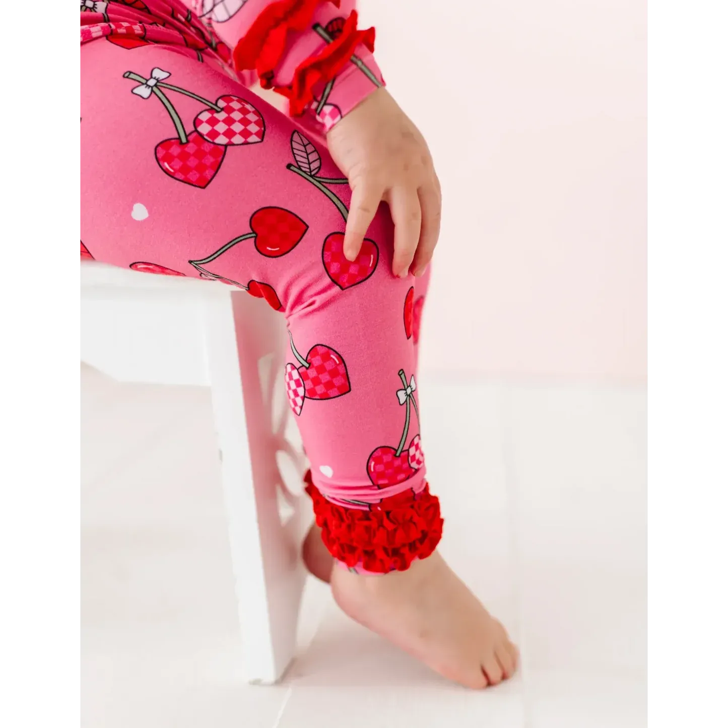 I Love You Cherry Much Ruffle Two-Piece Pajama Set