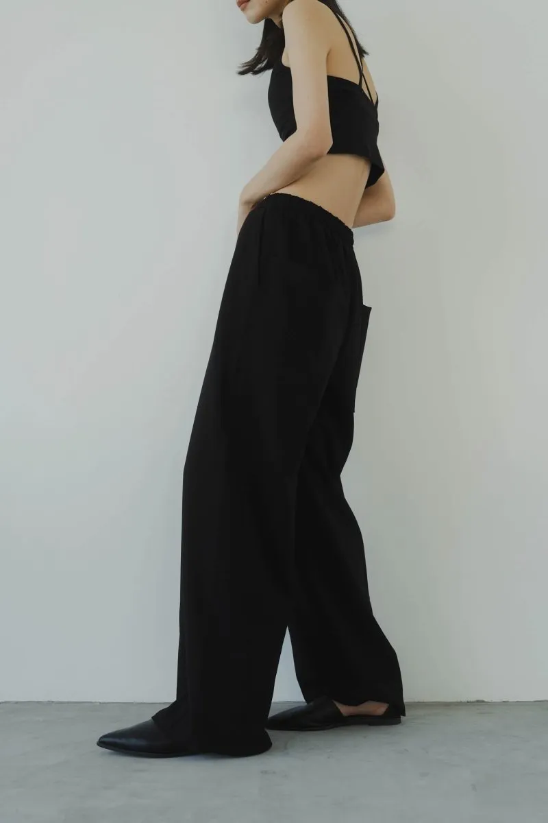 label loose pants(unisex)/black