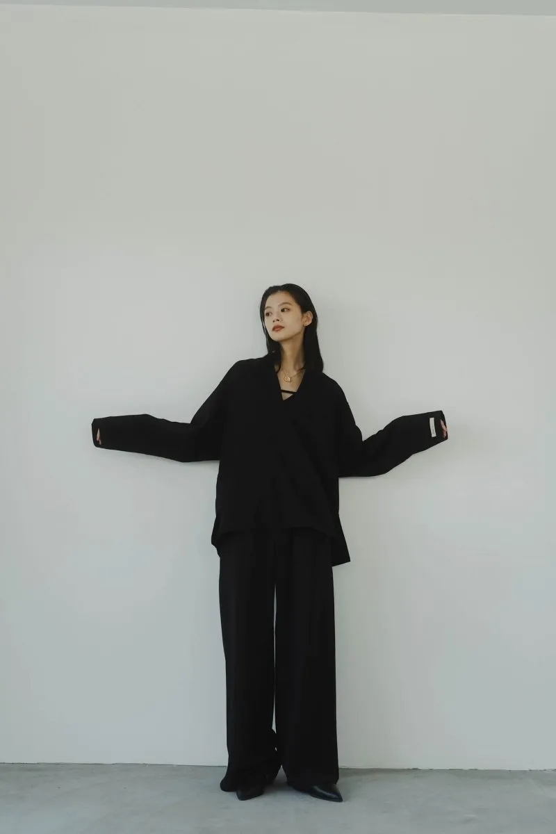 label loose pants(unisex)/black