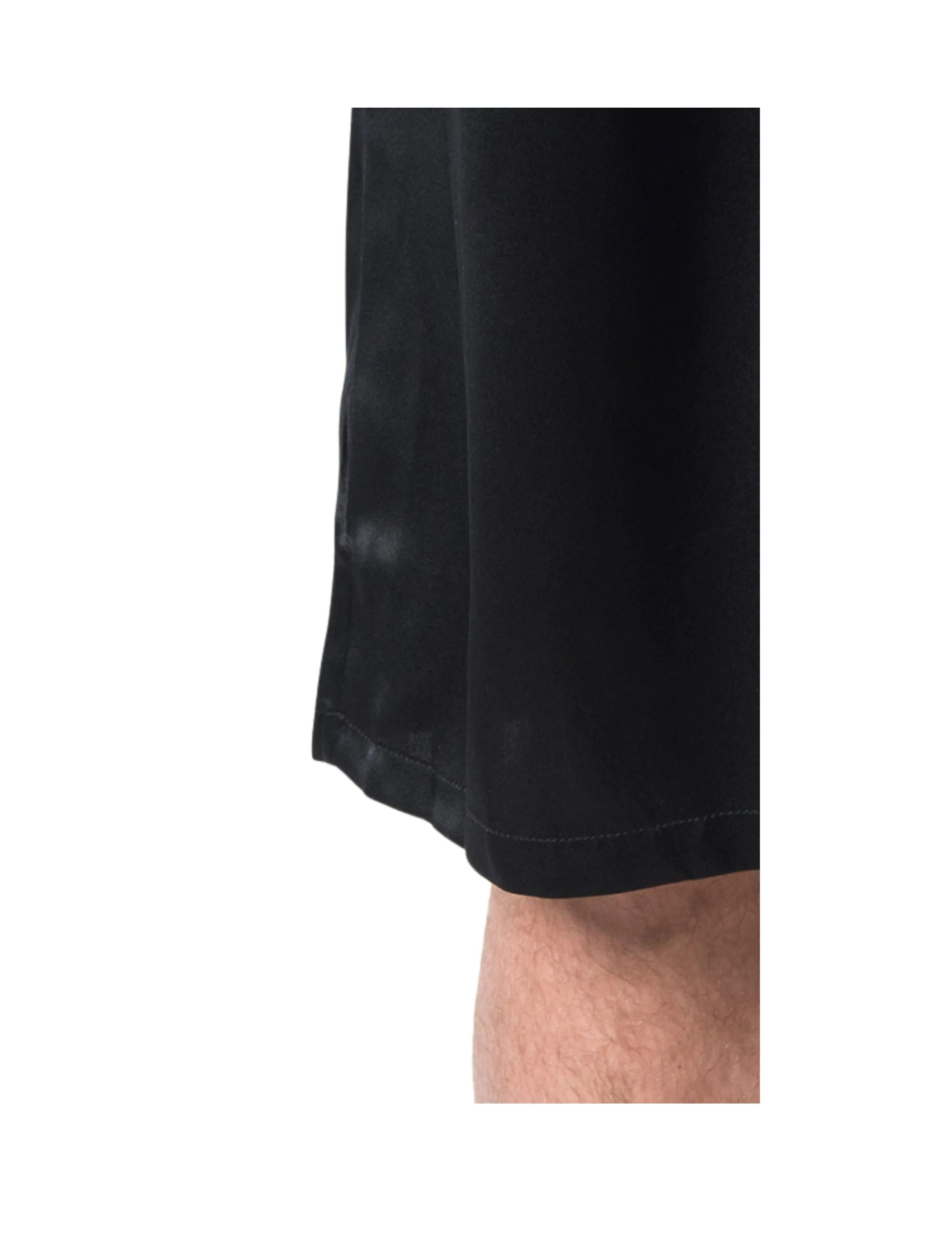 Men's Mulberry Silk Robe Black with Twilight Blue Collar