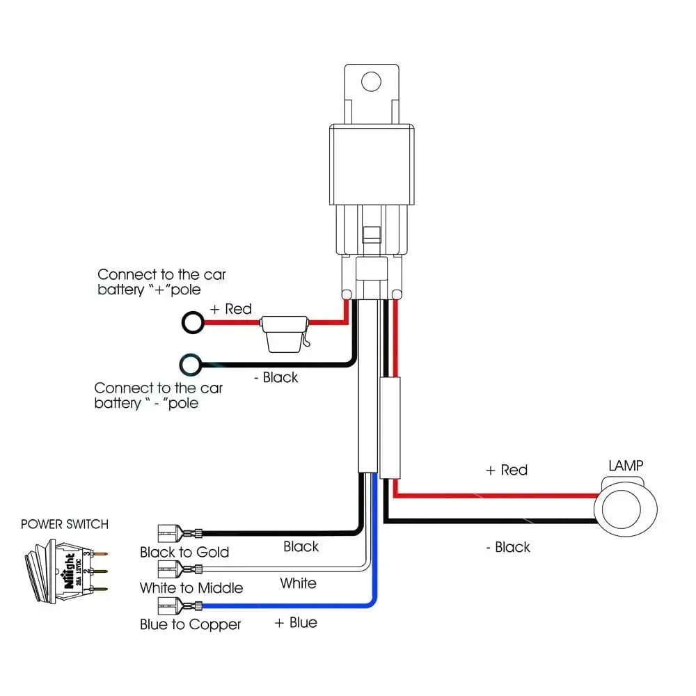 Nilight 14AWG Wiring Harness Kit - 1 Lead Heavy Duty 12V On-Off Switch Power 40 Amp Relay Blade Fuse for Off Road LED Work Light Bar, 2 Years Warranty