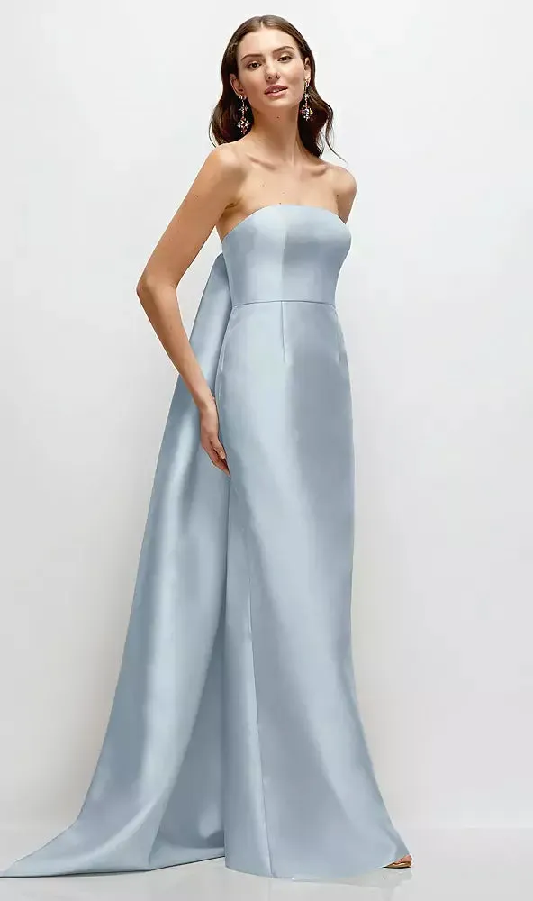 Strapless Satin Column Bridesmaid Dress with Removable Watteau Train - Alfred Sung Lee · Style D876