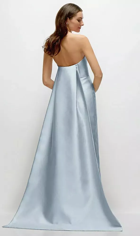 Strapless Satin Column Bridesmaid Dress with Removable Watteau Train - Alfred Sung Lee · Style D876